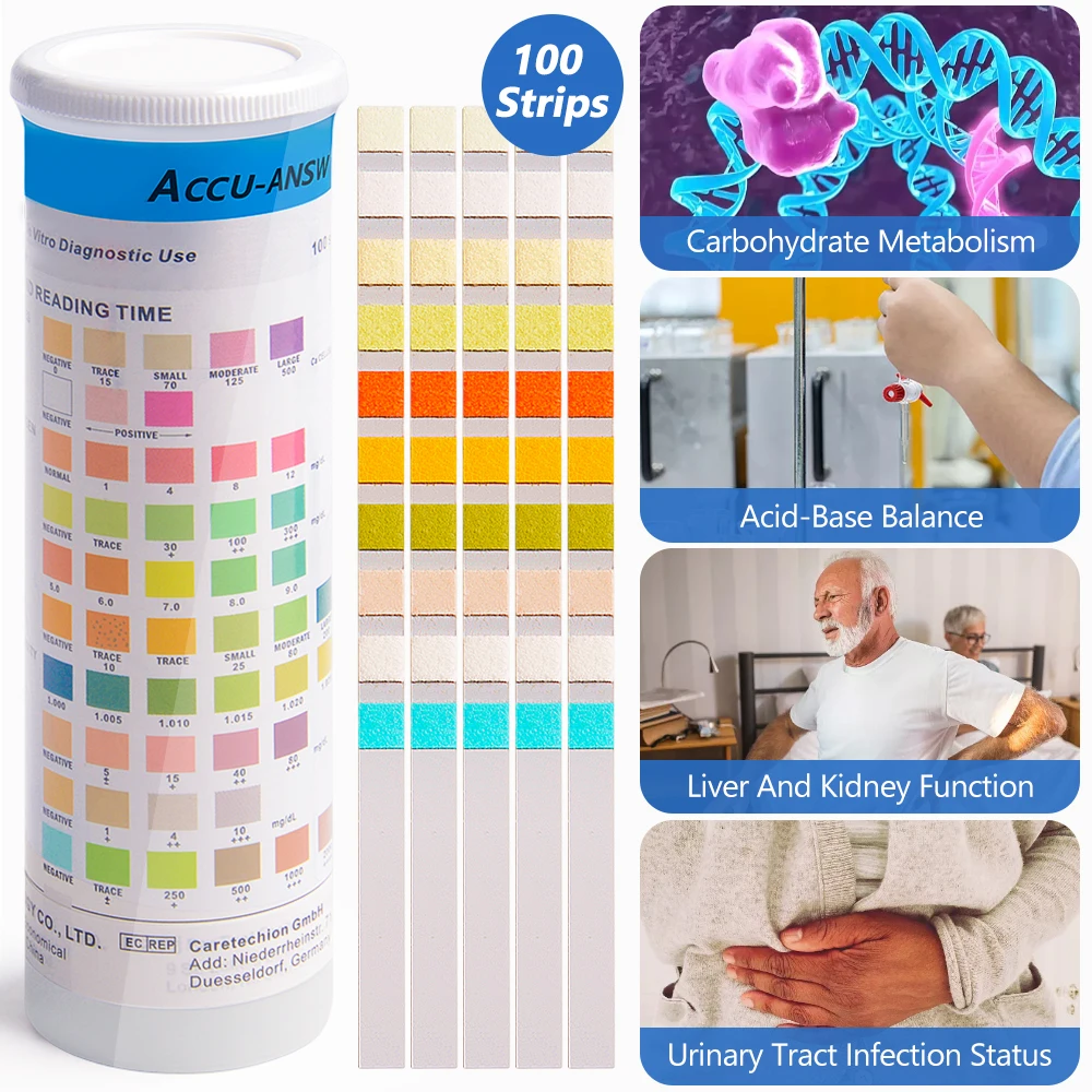 10 Parameter Urine Test Strips for Urinalysis(100pc) in Sealed Pouches. Tests for Ketosis, pH, Protein, UTI, Kidney and Liver thumbnail 6