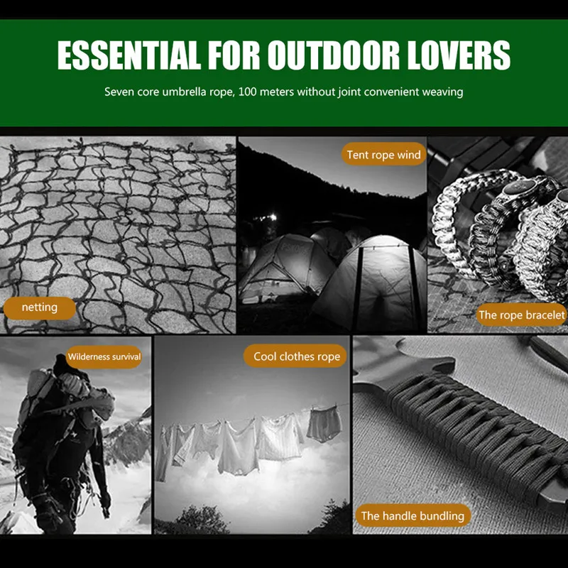 550 Military Paracord 7 Strand 4mm Tactical Parachute Cord Camping Accessories Outdoor Survival DIY Bracelet Rope thumbnail 6