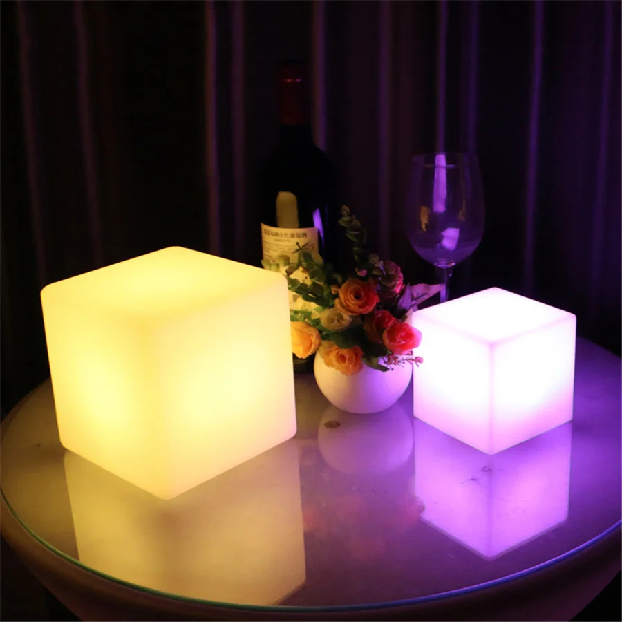 25/20/10CM LED Luminous Cube Bar KTV Party Atmosphere Table Lamp Battery Powered RGB 16 Colors Square Night Light for Home Decor thumbnail 3