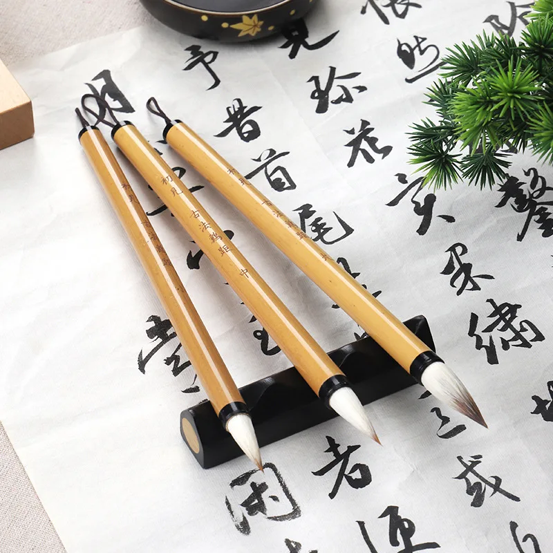 3 Pcs Chinese Calligraphy Paint Brush Wool Hair Painting Brushes Set for Traditional Ink Watercolor Darwing Art Supplies thumbnail 5