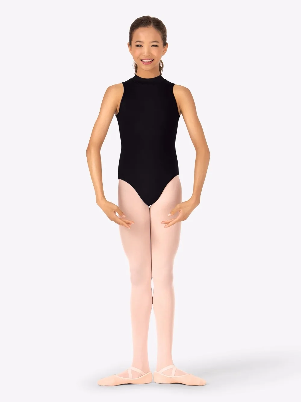 Girls Black Ballet Dance Turtleneck Tank Leotards NylonSwimwear Backless for Kids Spandex Gymnastics Bodysuit Stage Costumes thumbnail 2
