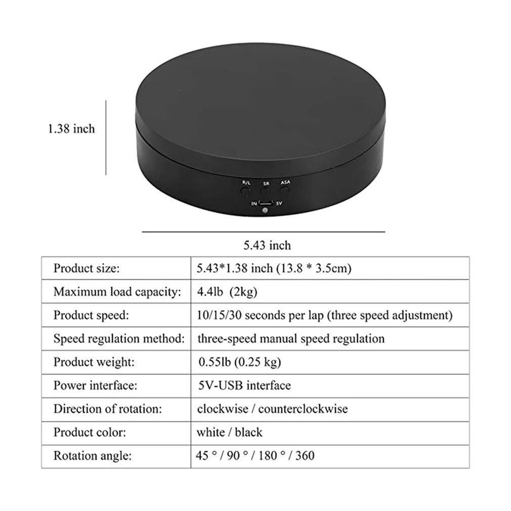 3 Speed Electric Rotating Display Stand 360 Degree Jewelry Turntable Rotating Base Rotary Table For Photography Video Shoot Prop thumbnail 5