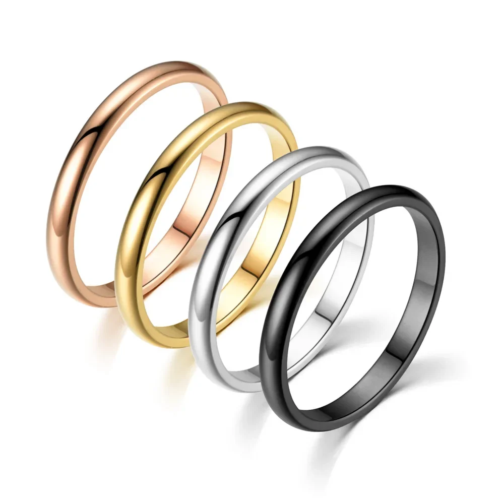 2mm Personalized Ring Custom Name Engraved Coordinate Circular Arc Titanium Stainless Steel Ring Couple Ring Anniversary Gift thumbnail 6