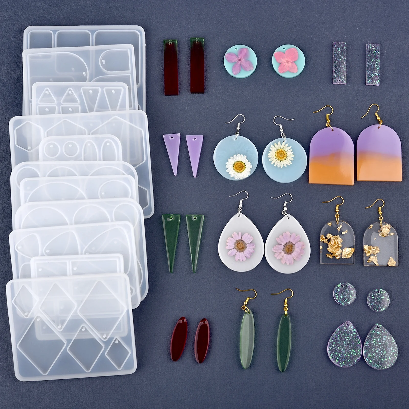 Geometric Earring Pendant Silicone Mold Round Epoxy Resin Mould For DIY Ornaments Keychain Necklace Charms Epoxy Resin Crafts thumbnail 3
