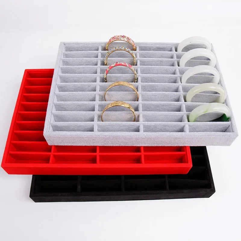 Jewelry Organizer Velvet Jewelry Storage Tray Display Holder Ring Bracelet Necklace Storage Box Showcase Drawer Organizer Trays thumbnail 6
