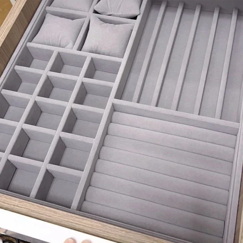 Jewelry Organizer Velvet Jewelry Storage Tray Display Holder Ring Bracelet Necklace Storage Box Showcase Drawer Organizer Trays thumbnail 3