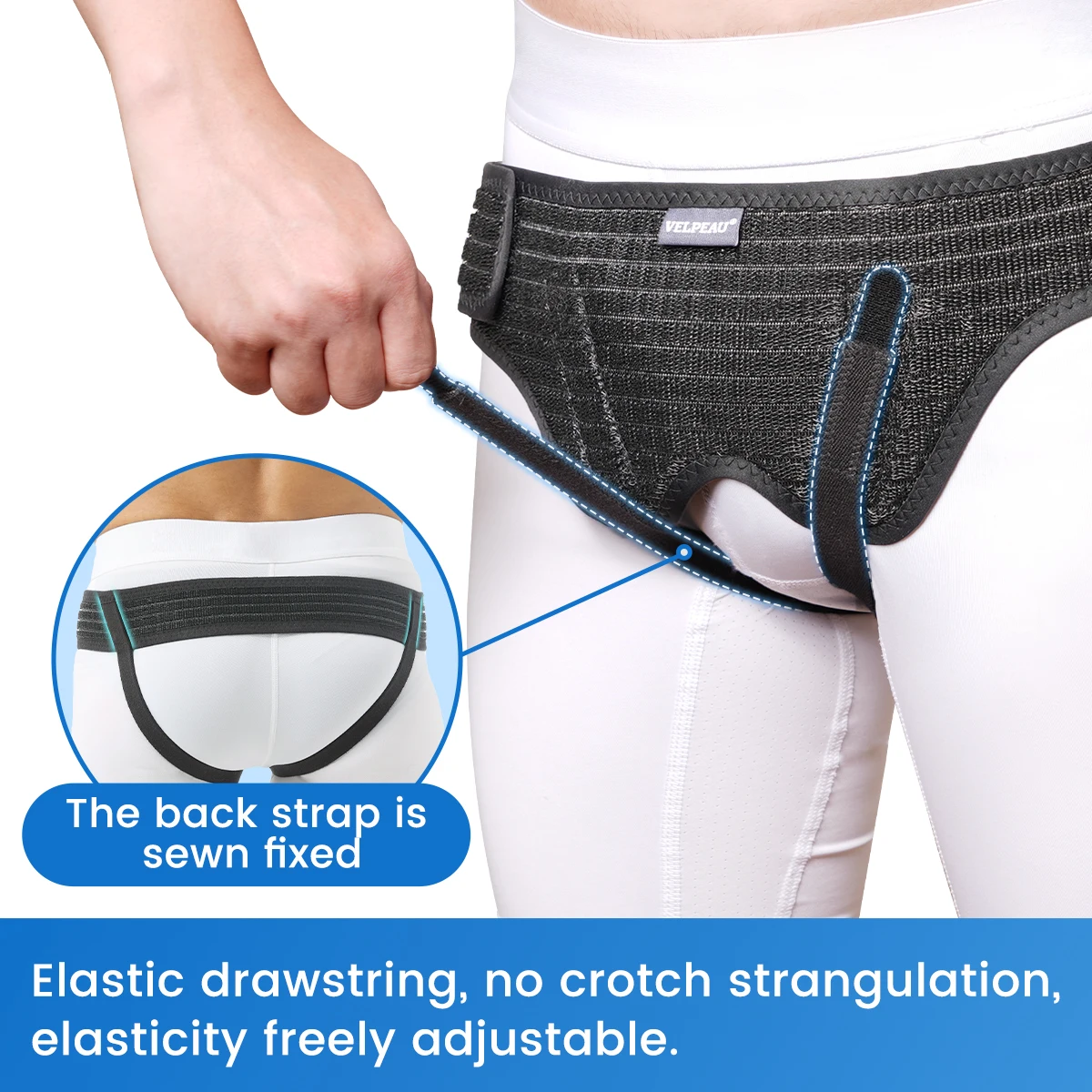 VELPEAU Hernia Belt with 2 Compression Pads, Adjustable Hernia Truss Support for Single/Double Inguinal for Men and Women thumbnail 4