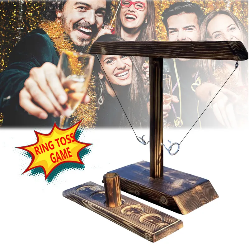 Ring Toss Games for Kids Adults Home Party Drinking Games Fast-paced Handheld Wooden Board Games Shot Ladder Bundle Outdoor Bars thumbnail 2