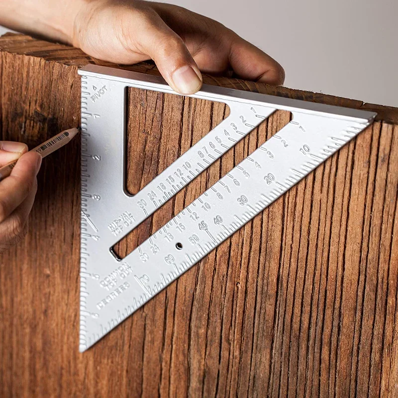 Triangle Ruler 7Inch Measurement Tool Aluminium Alloy Carpenter Tools Inch Metric Angle Ruler Speed Square Woodworking Tools thumbnail 5