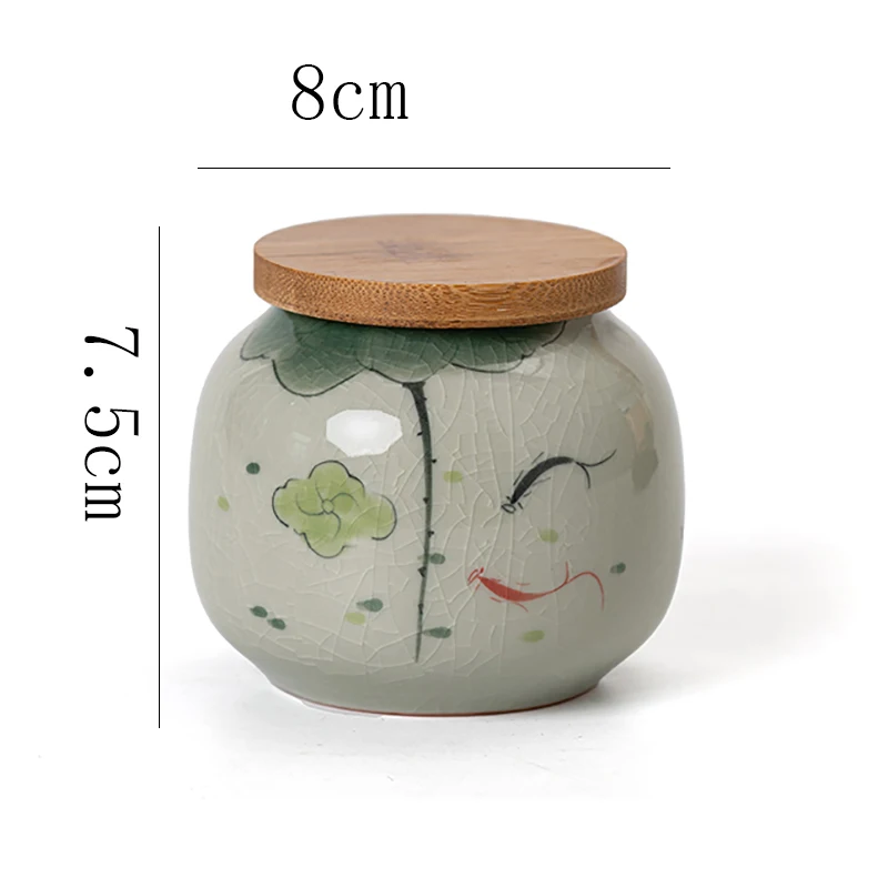 Ceramic Tea Jar Hand Painted Lotus Sealed Jar High-grade Portable Tea Coffee Bean Box Table Top Jewelry Candy Nut Storage Bottle thumbnail 6