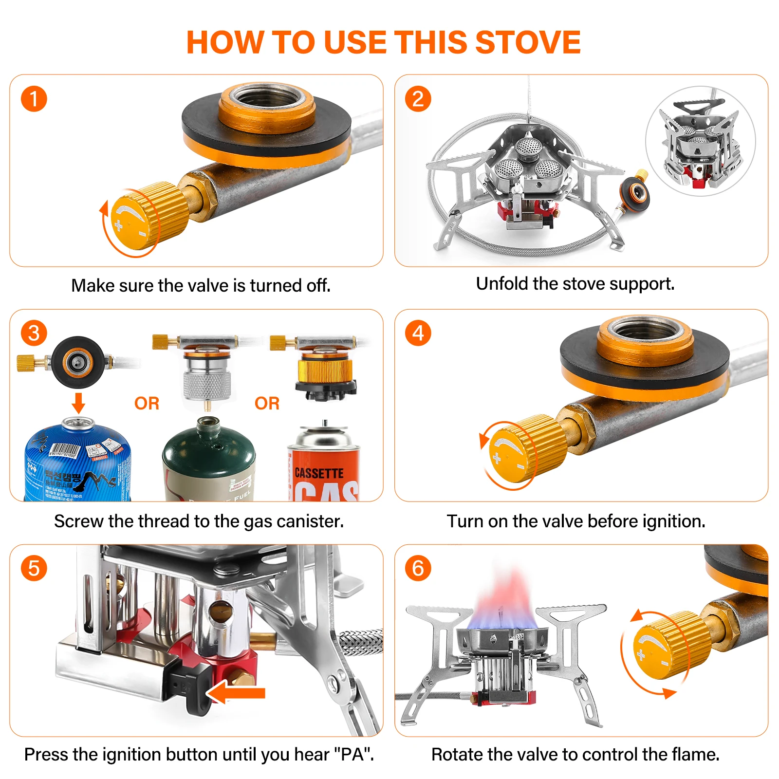 Outdoor Camping  Head Stove Tourist Portable Windproof Stove Camping Picnic Survive Burner 5800W  Big Power Foldable Gas Stove thumbnail 4