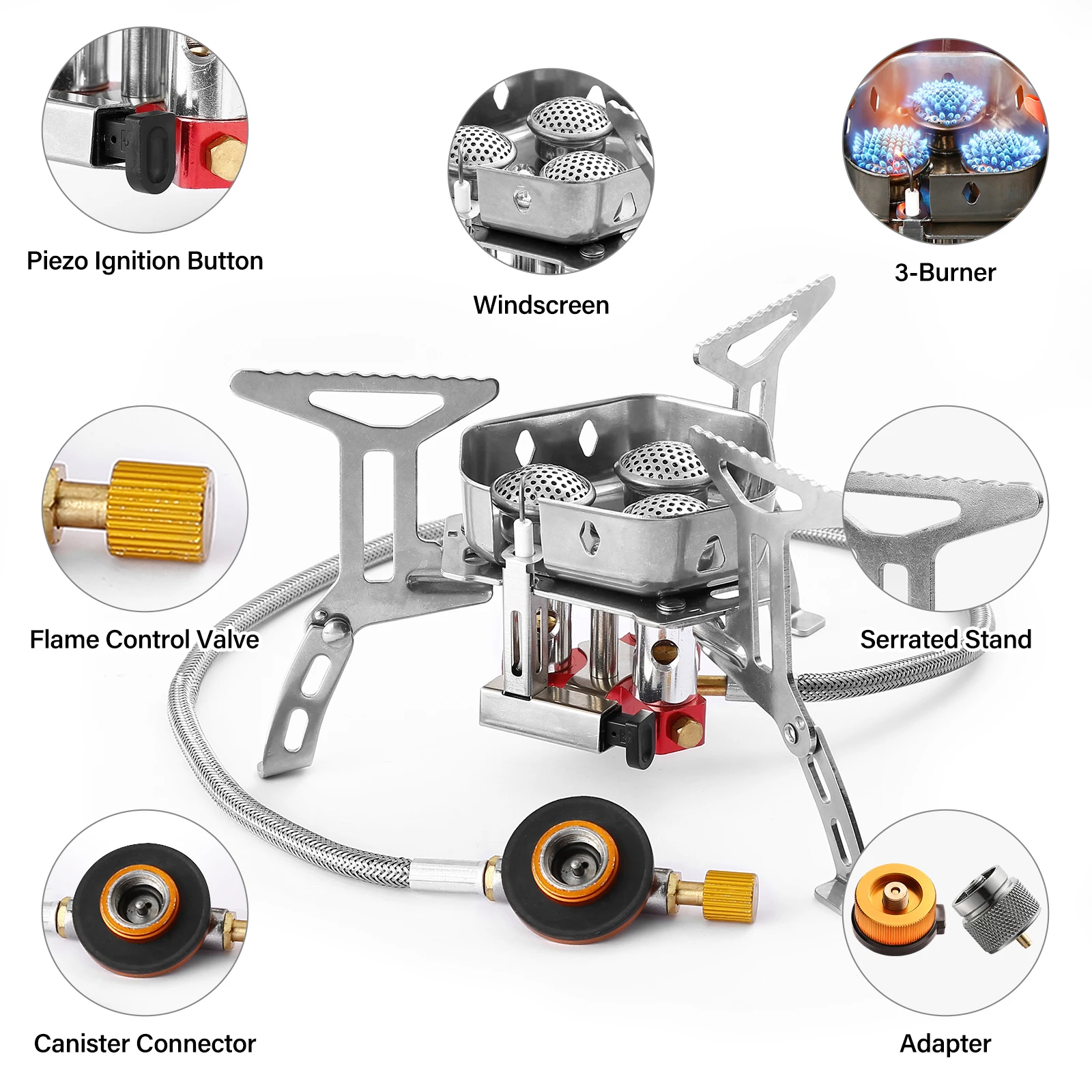 Outdoor Camping  Head Stove Tourist Portable Windproof Stove Camping Picnic Survive Burner 5800W  Big Power Foldable Gas Stove thumbnail 3