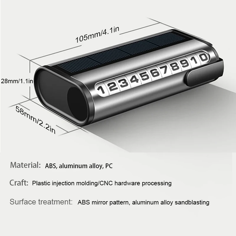 Luminous Car Parking Number Plate Auto Parking Card Solar Charging Temporary Stop Phone Number Card Car Interior Accessories thumbnail 4