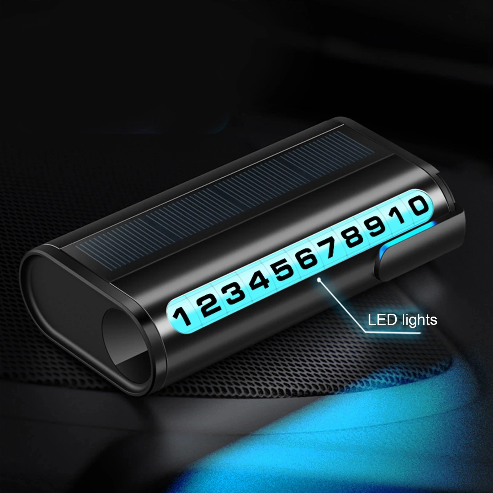 Luminous Car Parking Number Plate Auto Parking Card Solar Charging Temporary Stop Phone Number Card Car Interior Accessories thumbnail 6