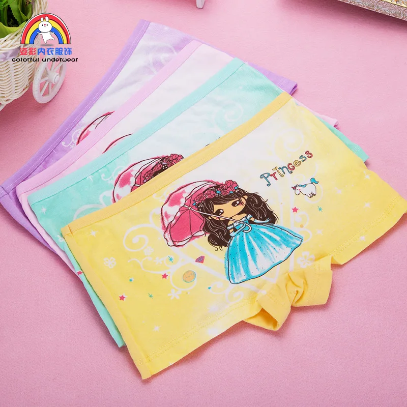 4pcs Girls Cartoon Boxes Children Cotton Underwear Cute Printing Panties Kids Short Panties Girl Underpants Briefs Size 2T-10T thumbnail 2