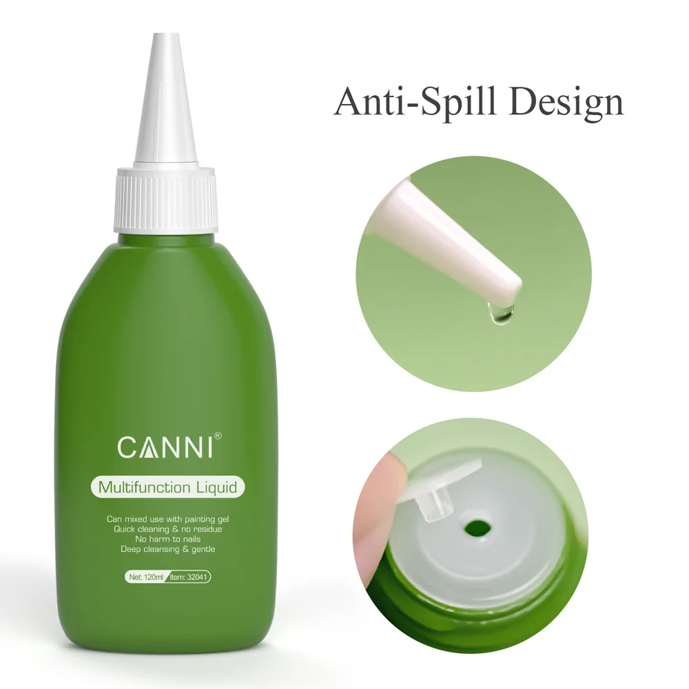 CANNI 120ml Multifunction Nail Liquid High Quality Nail Brush Cleaning Slip Solution Nail Polish Romver Poly Gel Liquid thumbnail 2