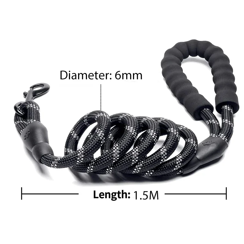 Strong Dog Leash Pet Leashes Reflective Leash For Big Small Medium Dog Leash Drag Pull Tow Golden Retriever thumbnail 2