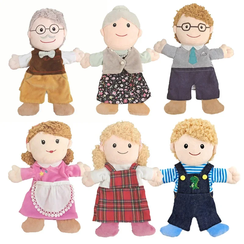 Family Soft Stuffed Toy Doll Dad Mum Brother Sister Cospaly Plush Doll Educational Baby Toys Kawaii Hand Finger Puppet thumbnail 4