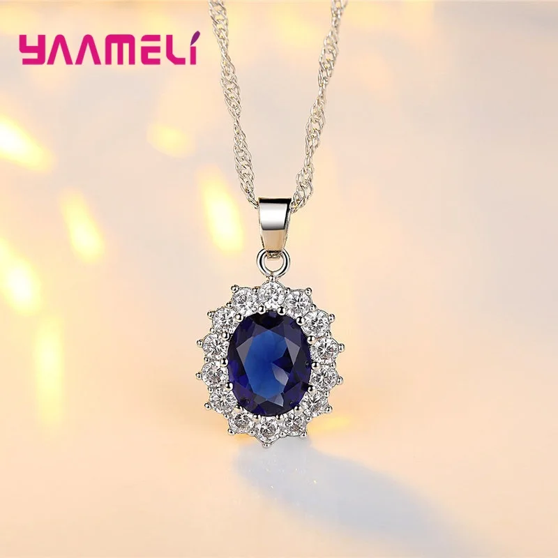 100% Authentic 925 Sterling Silver Women Wedding Engagement Jewelry Sets Classic Oval Flower Design Shiny Cubic Zircon Crystal thumbnail 4