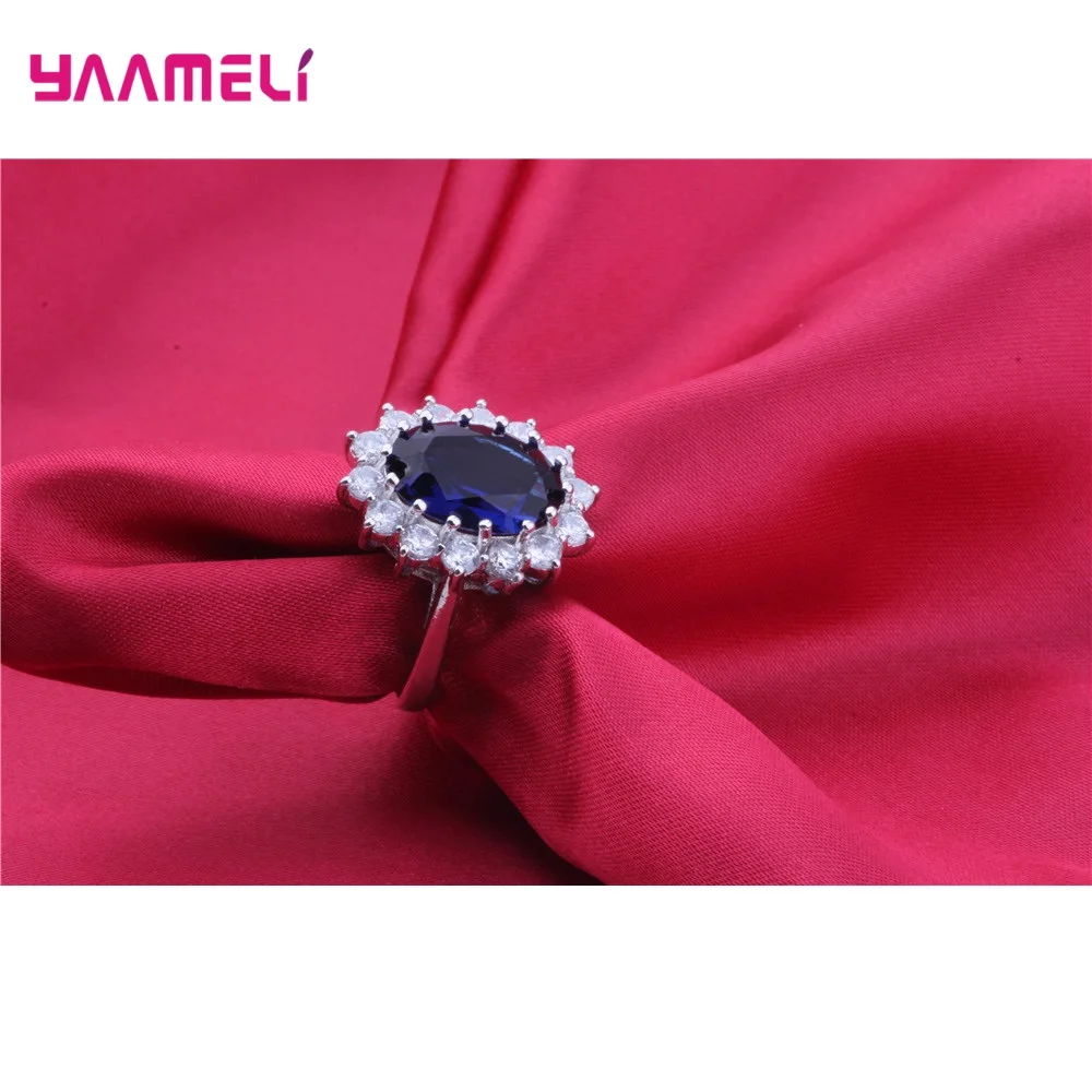 100% Authentic 925 Sterling Silver Women Wedding Engagement Jewelry Sets Classic Oval Flower Design Shiny Cubic Zircon Crystal thumbnail 6