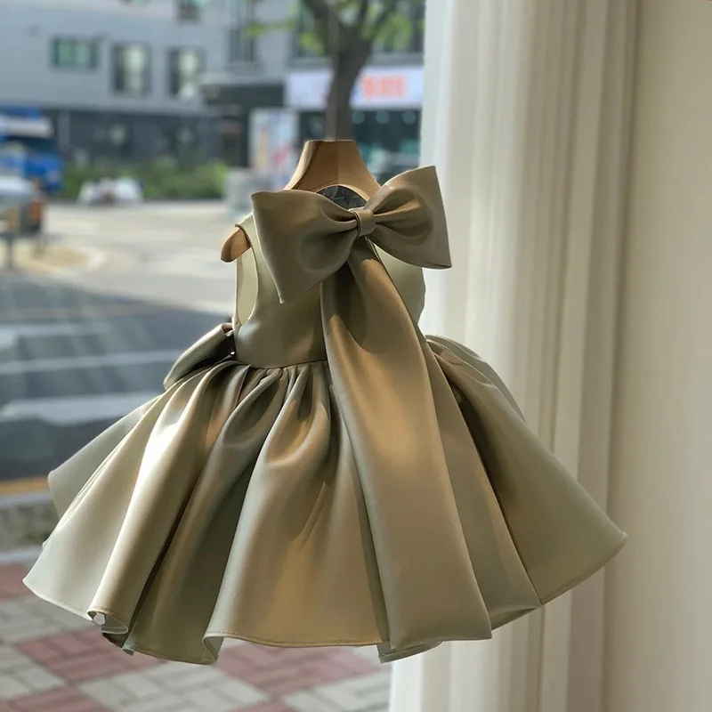 Big Bow Princess Sweet Kids Tutu Toddler Birthday Party Newborn Christening Children Baptism Baby Girls Clothes Summer Dresses thumbnail 3