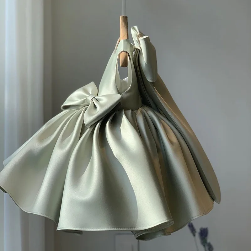 Big Bow Princess Sweet Kids Tutu Toddler Birthday Party Newborn Christening Children Baptism Baby Girls Clothes Summer Dresses thumbnail 2