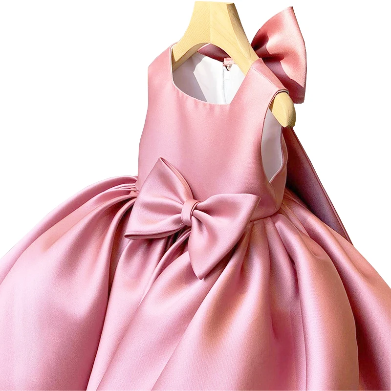 Big Bow Princess Sweet Kids Tutu Toddler Birthday Party Newborn Christening Children Baptism Baby Girls Clothes Summer Dresses thumbnail 6