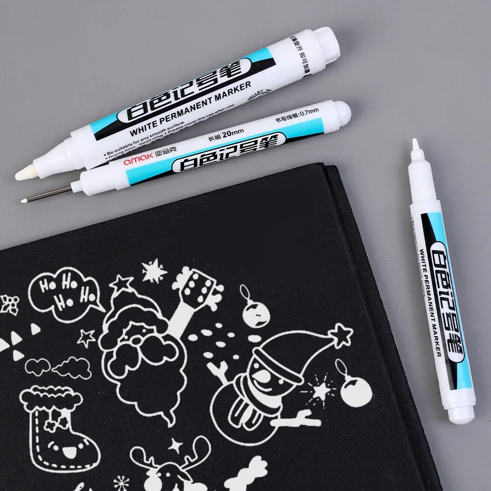 5/1Pcs Oily White Marker Pen Graffiti Pens Waterproof Permanent Gel Pencil Tire Notebook Glass Painting Pen 0.7mm 1mm 2.5mm thumbnail 3