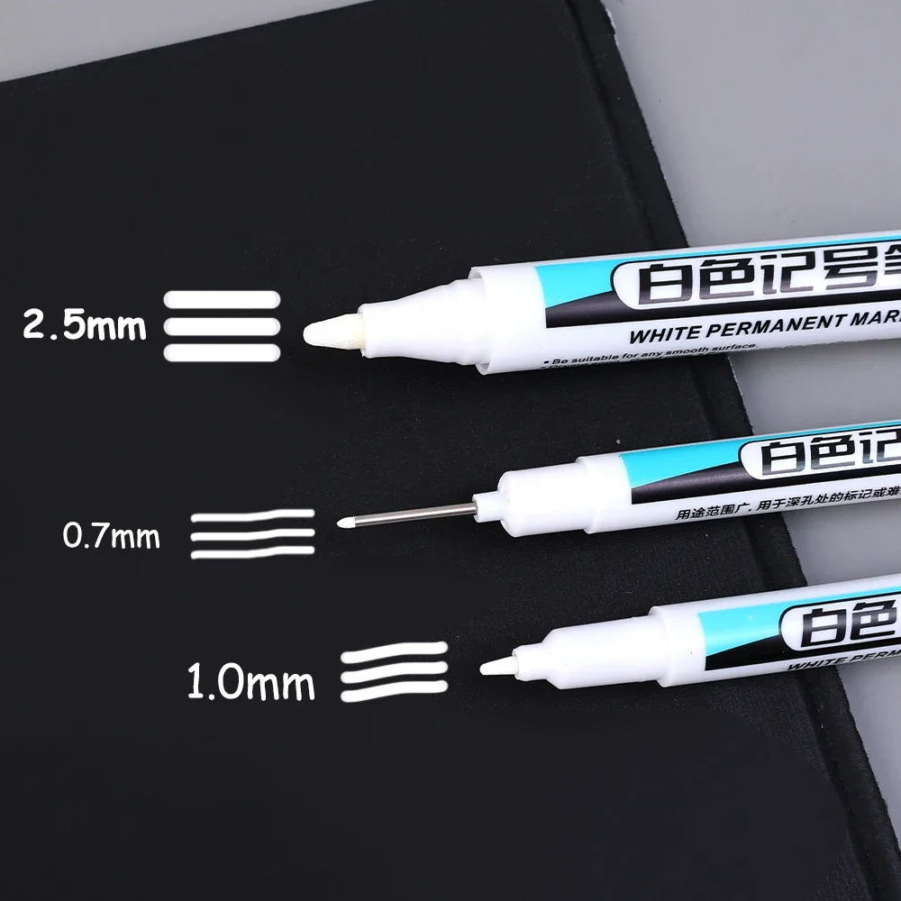 5/1Pcs Oily White Marker Pen Graffiti Pens Waterproof Permanent Gel Pencil Tire Notebook Glass Painting Pen 0.7mm 1mm 2.5mm thumbnail 2