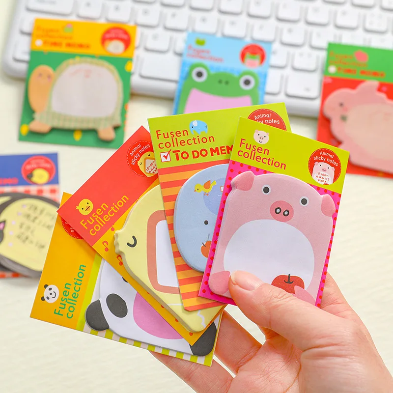 10Pcs/Lot Cute Cartoon Animal Tearable Note Book Posted it Sticky Notes Notepad Memo Pads Children Gifts School Office Supplies thumbnail 3