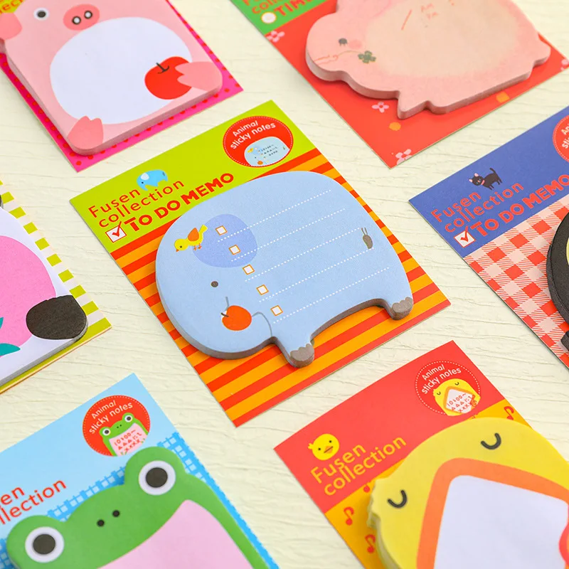 10Pcs/Lot Cute Cartoon Animal Tearable Note Book Posted it Sticky Notes Notepad Memo Pads Children Gifts School Office Supplies thumbnail 2