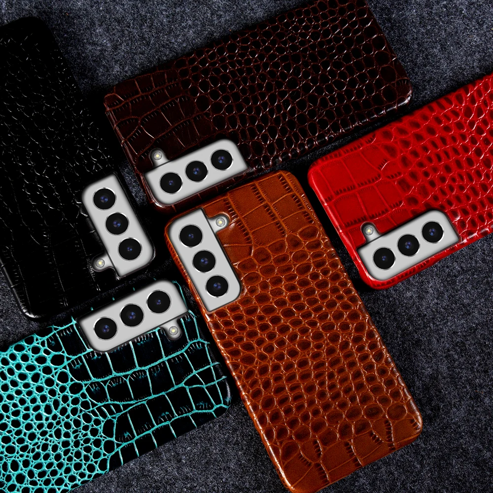 Genuine Leather Case for Samsung Galaxy S22 S23 S21 S20 Ultra Plus S10 Note 20 10 A53 Crocodile Pattern Phone Cover Back Shell thumbnail 2