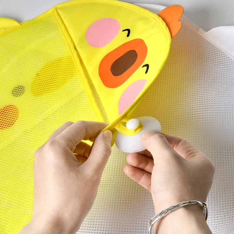 QWZ New Cartoon Duck Baby Bathroom Mesh Bag Sucker Design For Bath Toys Kids Animal Shapes Cloth Sand Toys Storage Net Bag thumbnail 5