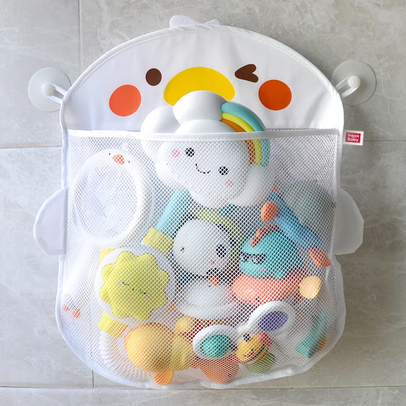 QWZ New Cartoon Duck Baby Bathroom Mesh Bag Sucker Design For Bath Toys Kids Animal Shapes Cloth Sand Toys Storage Net Bag thumbnail 2