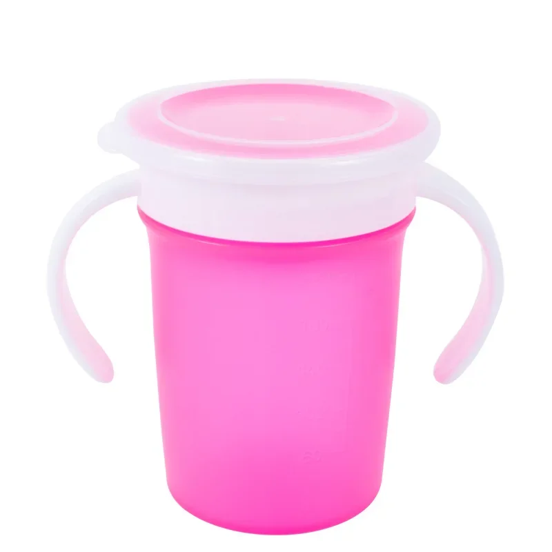 360 Degrees Rotated Baby Learning Drinking Cup with Double Handle Flip Lid Leakproof Infants Water Cups Bottle BPA Free with Lid thumbnail 4
