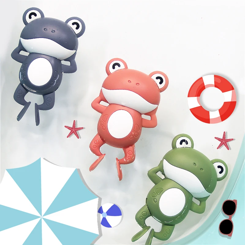 1PCS New Cute Baby Bath Toys For Children New Baby Bath Swimming Bath Toy Cute Frogs Clockwork Bath Toy infantil thumbnail 2
