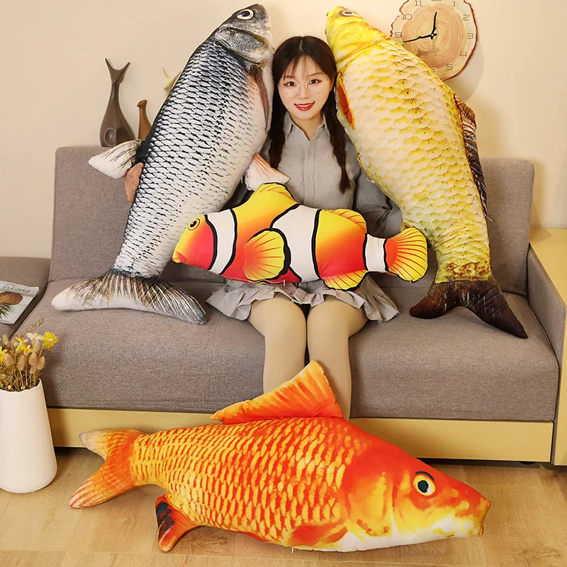 1pc 40/60cm 3D Simulation Gold Fish Plush Toys Stuffed Soft Animal Carp Plush Pillow Creative Sofa Pillow Cushion Gift Kids Toy thumbnail 5