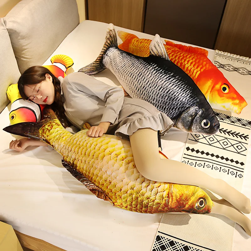 1pc 40/60cm 3D Simulation Gold Fish Plush Toys Stuffed Soft Animal Carp Plush Pillow Creative Sofa Pillow Cushion Gift Kids Toy thumbnail 6