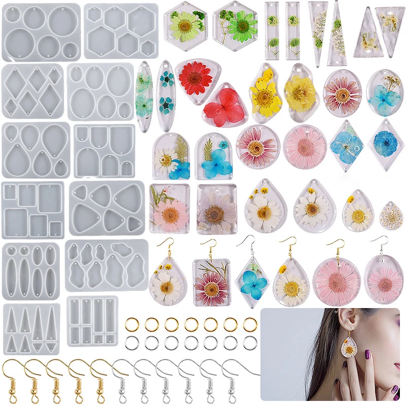 Geometric Earring Pendant Silicone Mold For Epoxy Resin DIY Earring Keychain Necklace Charms Resin Silicone Mold Jewelry Making thumbnail 6