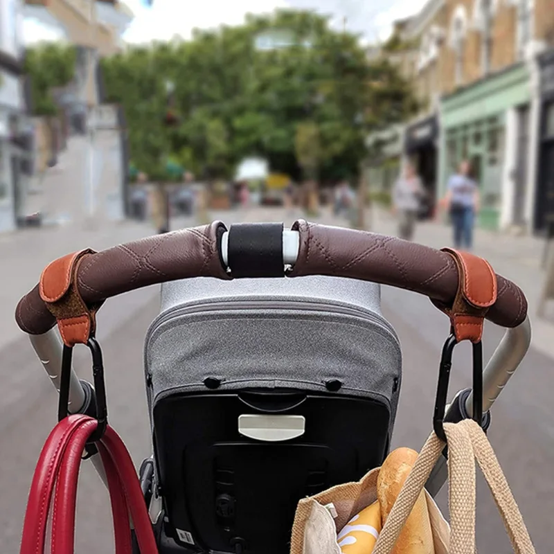 Baby Stroller Hook Fashion PU Leather Adjustable Pram Hook Cart Organizer Diaper Bag Hanger Children Boy Girl Travel Accessories thumbnail 4