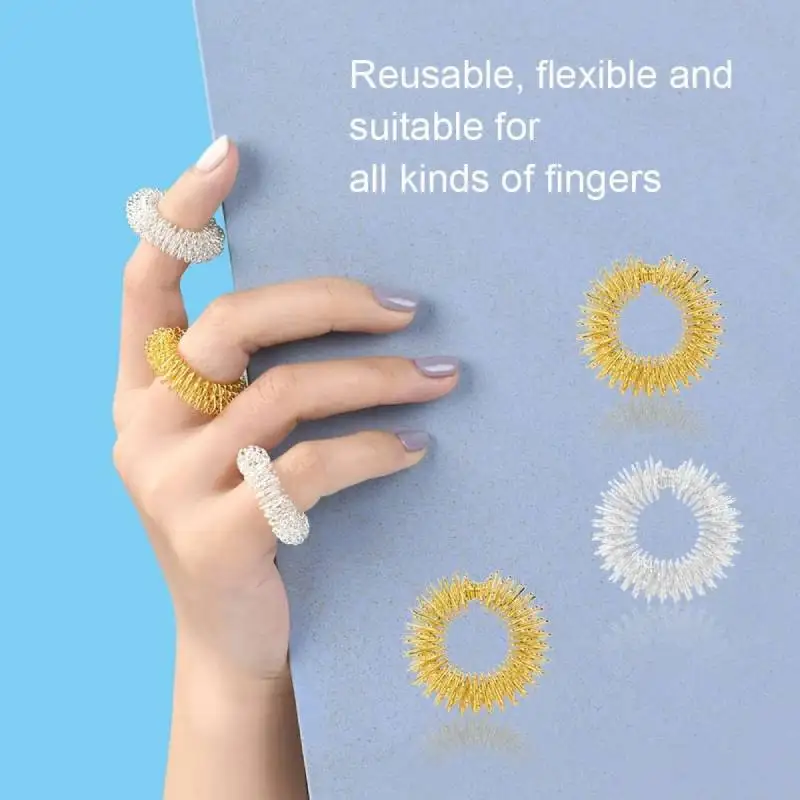 8pcs Spiky Sensory Finger Rings Acupressure Ring Spikey Great Fidget Ring for Kids Teens Adults Silent Stress Reducer Massager thumbnail 4