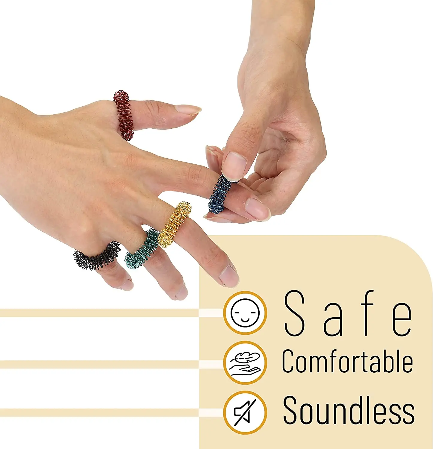 8pcs Spiky Sensory Finger Rings Acupressure Ring Spikey Great Fidget Ring for Kids Teens Adults Silent Stress Reducer Massager thumbnail 2