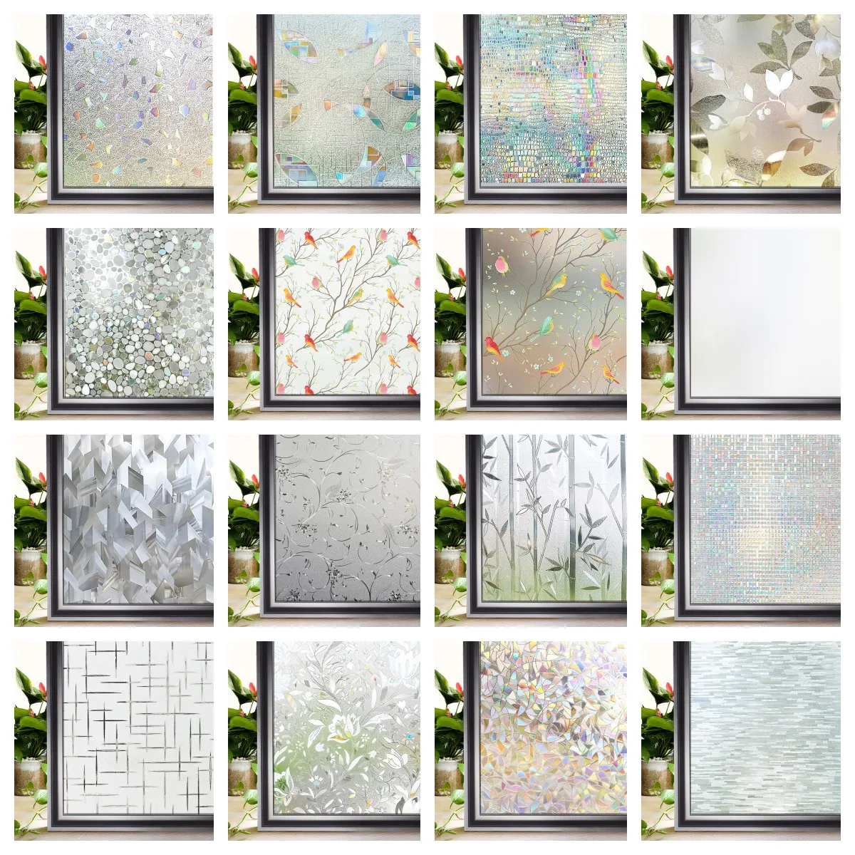 Heat Control Rainbow Window Vinyl Security Window Tinting Sun Protection Film Non Adhesive Window Stickers Stained Glass