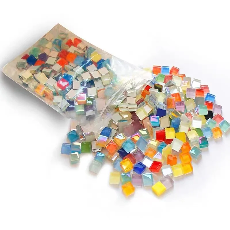 50pcs Glass Mosaic Tiles Colorful Square Mosaic Pieces for Mosaic Projects DIY Crafts Mosaic Handmade Christmas Decoration thumbnail 6