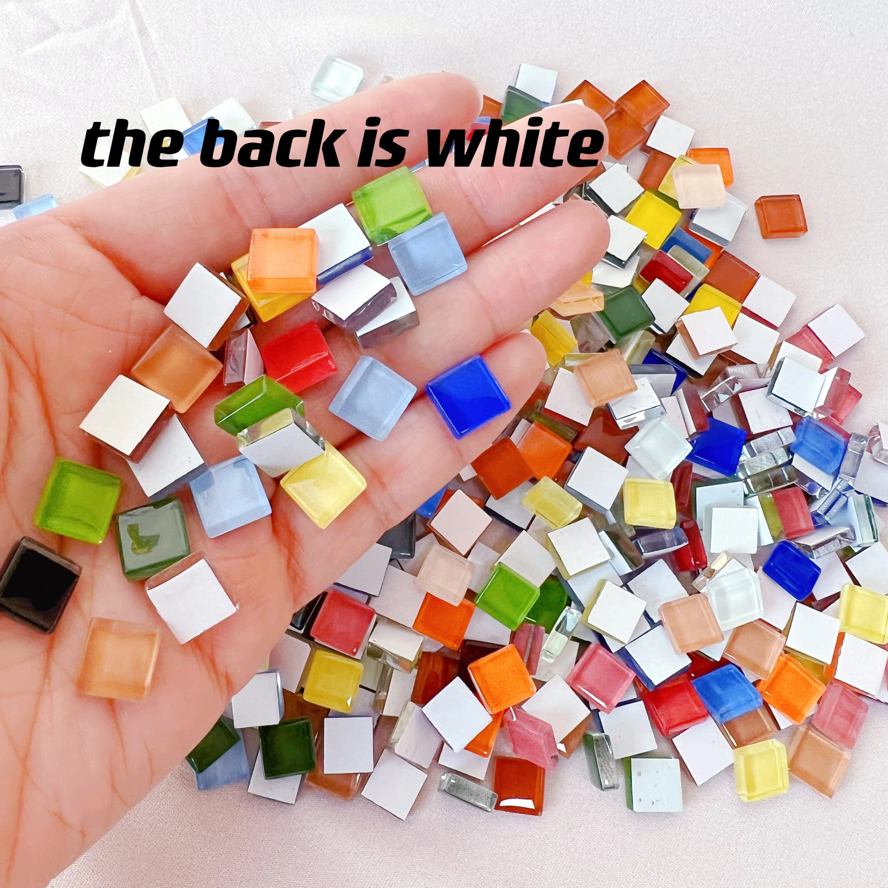 50pcs Glass Mosaic Tiles Colorful Square Mosaic Pieces for Mosaic Projects DIY Crafts Mosaic Handmade Christmas Decoration thumbnail 3