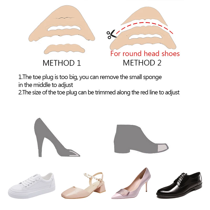 Women High Heel Half Forefoot Insert Toe Plug Insoles Cushion Pain Relief Protector Big Shoes Toe Front Filler Adjustment thumbnail 2