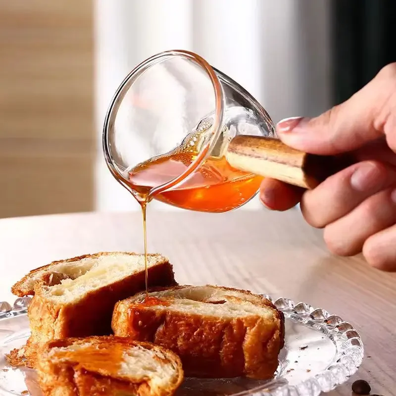 50/75/100ML Wooden Handle Glass Espresso Measuring Cup Double/Single Mouth Milk Latte Jug Coffee Supplies Kitchen Mug Drinkware thumbnail 4