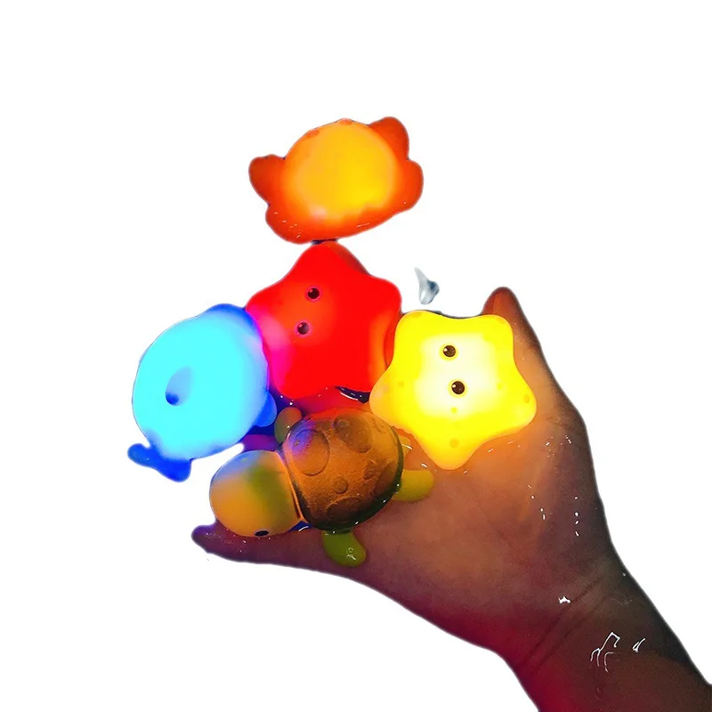 Glowable Animal Washing Water Set Floating Water Light Net Fishing Fish Playing Water Toys Children's Baby Bath Toys Floating thumbnail 4