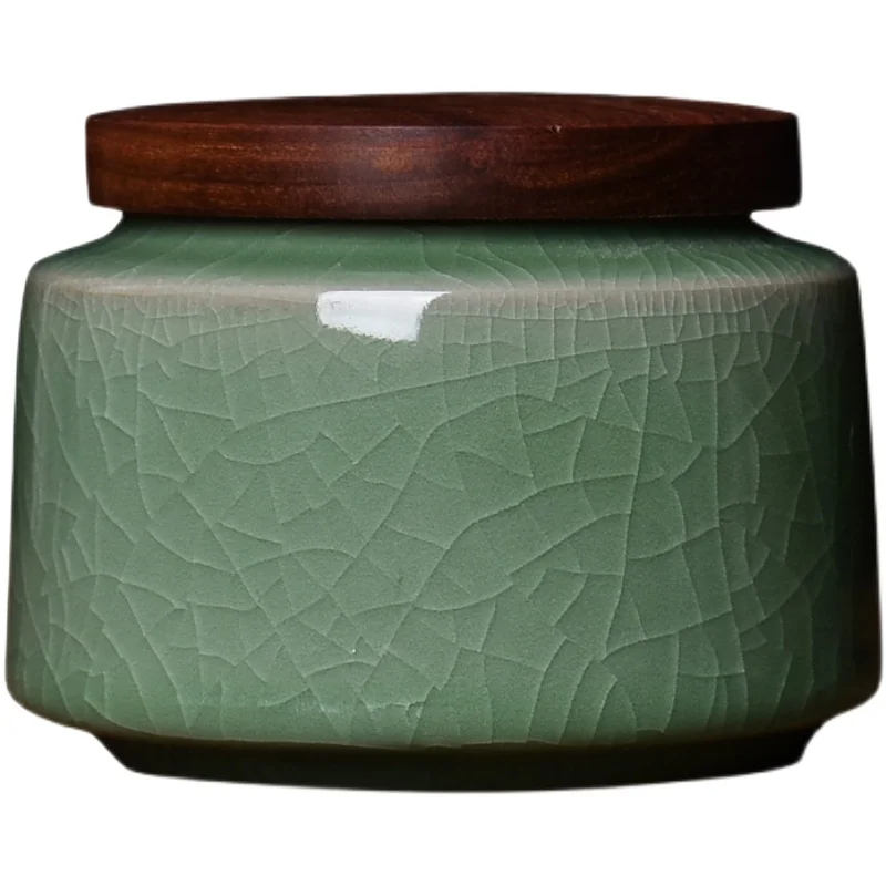 Exquisite Ceramic Tea Jar Celadon Decorative Table Top Jewelry Ring Necklace Storage Box Portable Candy Coffee Bean Storage Jar thumbnail 5