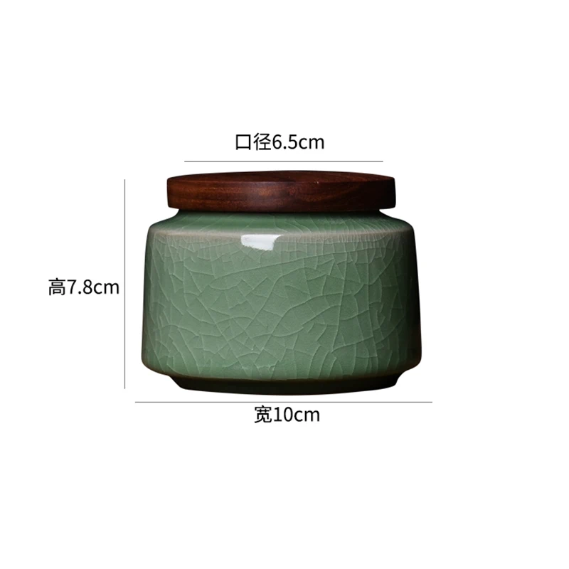 Exquisite Ceramic Tea Jar Celadon Decorative Table Top Jewelry Ring Necklace Storage Box Portable Candy Coffee Bean Storage Jar thumbnail 6